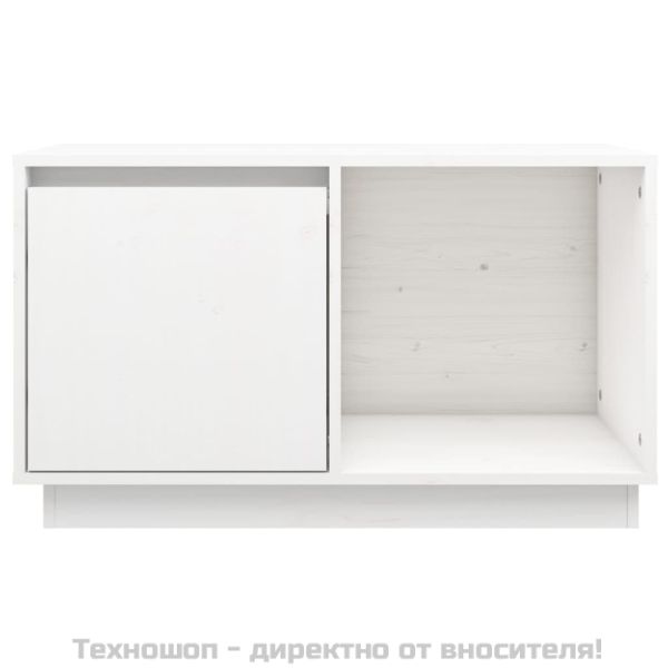 ТВ шкаф, бял, 74x35x44 см, бор масив