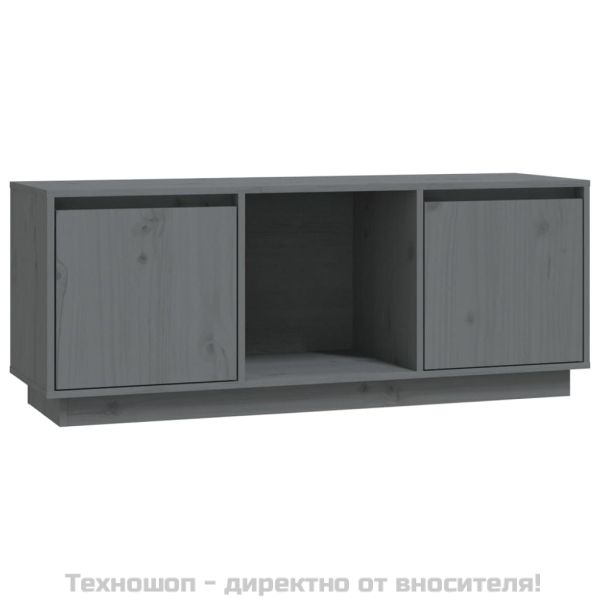 ТВ шкаф, сив, 110,5x35x44 см, бор масив