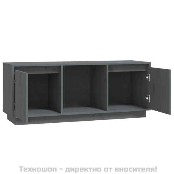 ТВ шкаф, сив, 110,5x35x44 см, бор масив