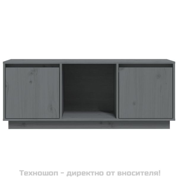 ТВ шкаф, сив, 110,5x35x44 см, бор масив