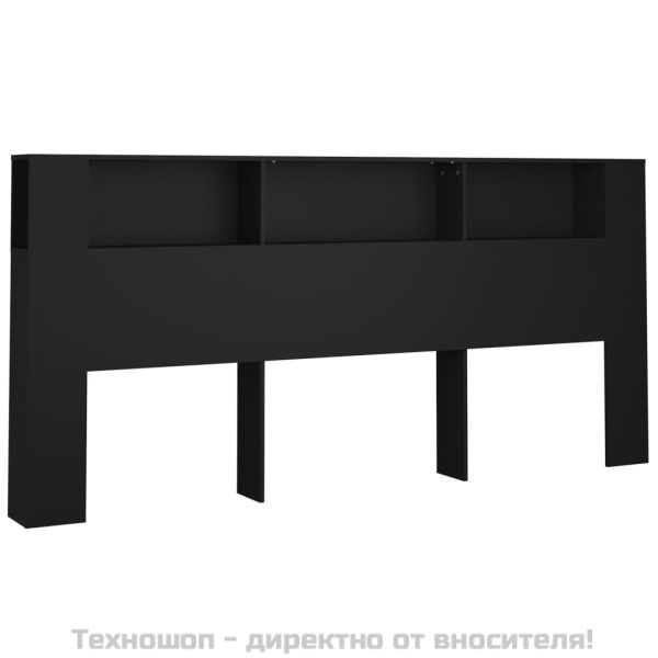 Табла за легло тип шкаф, черна, 220x18,5x104,5 см