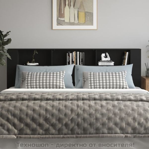 Табла за легло тип шкаф, черна, 220x18,5x104,5 см