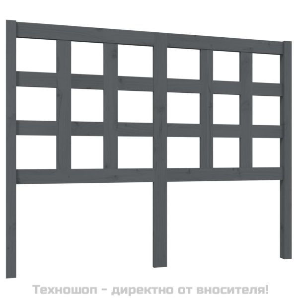Горна табла за легло, сива, 125,5x4x100 см, бор масив