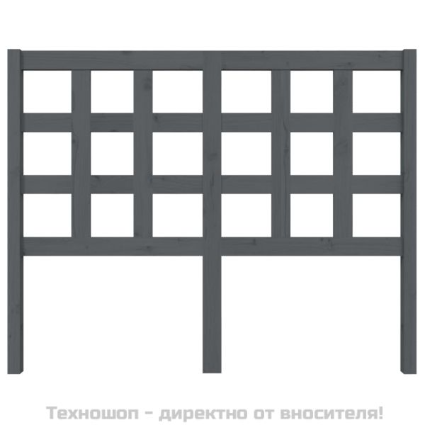 Горна табла за легло, сива, 125,5x4x100 см, бор масив