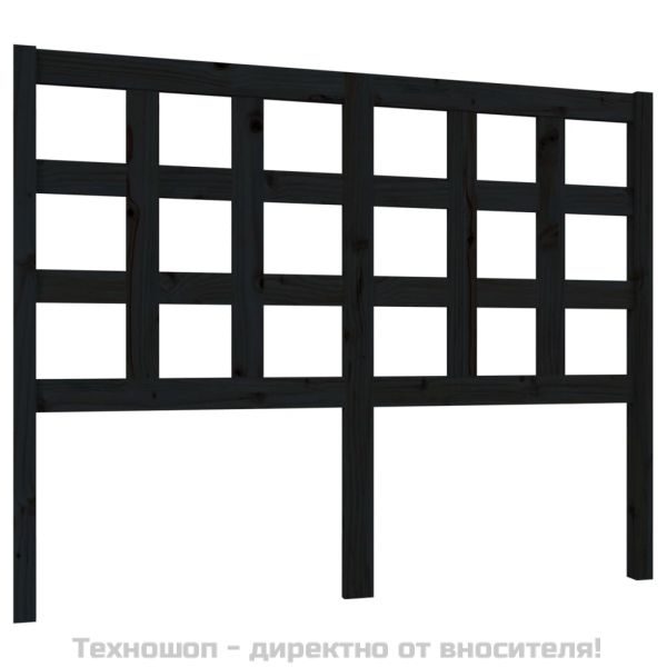 Горна табла за легло, черна, 125,5x4x100 см, бор масив