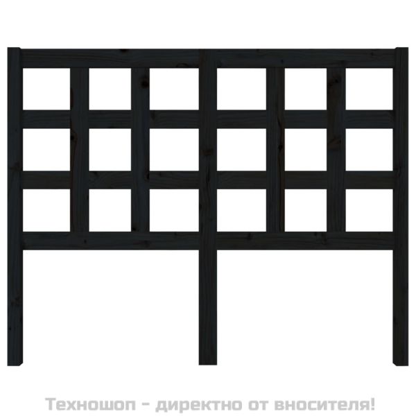 Горна табла за легло, черна, 125,5x4x100 см, бор масив