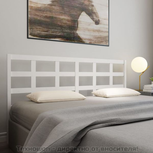 Горна табла за легло, бяла, 205,5x4x100 см, бор масив