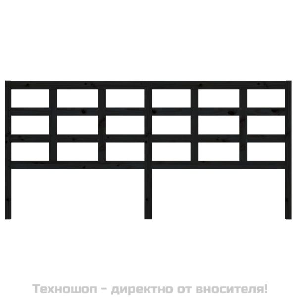 Горна табла за легло, черна, 205,5x4x100 см, бор масив