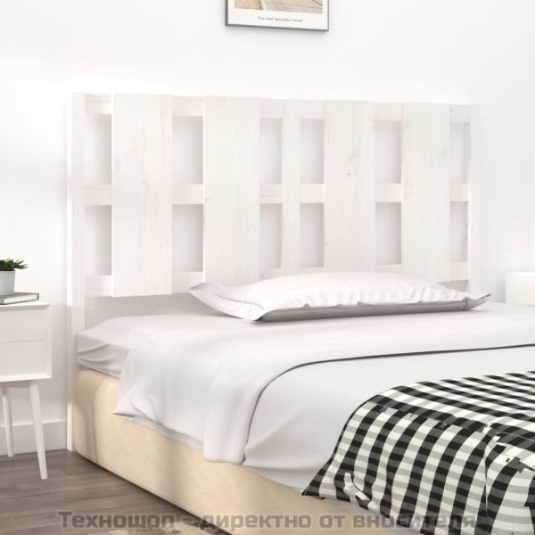 Горна табла за легло, бяла, 125,5x4x100 см, бор масив