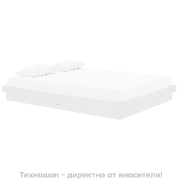 Рамка за легло, бяла, дърво масив, 150x200 cм, King Size