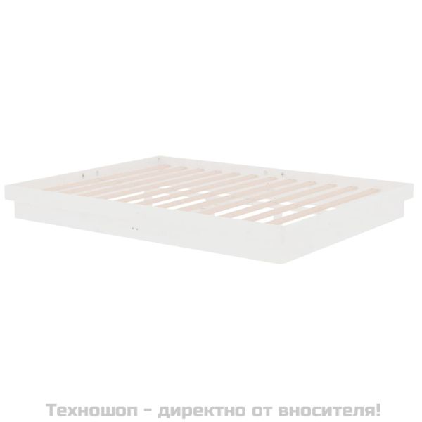 Рамка за легло, бяла, дърво масив, 150x200 cм, King Size