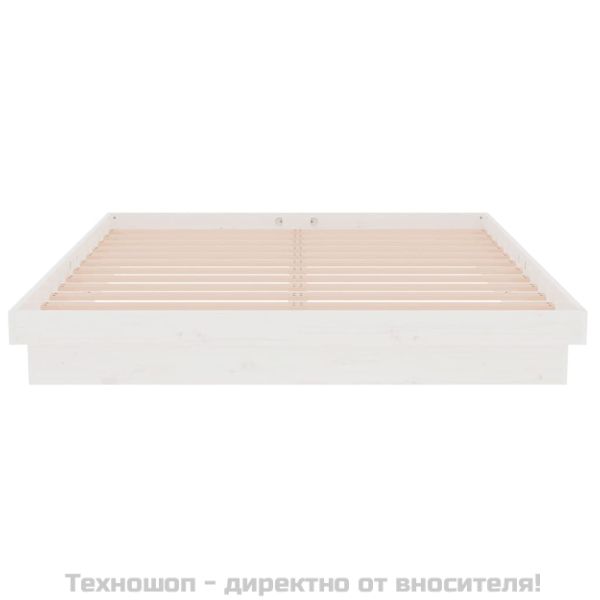 Рамка за легло, бяла, дърво масив, 150x200 cм, King Size