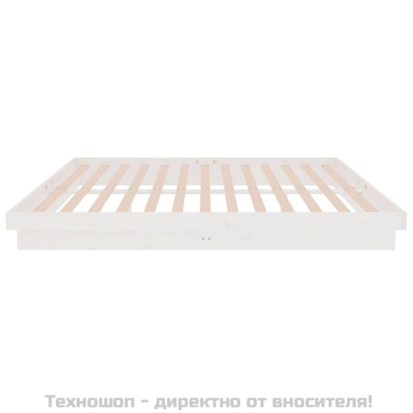 Рамка за легло, бяла, дърво масив, 150x200 cм, King Size