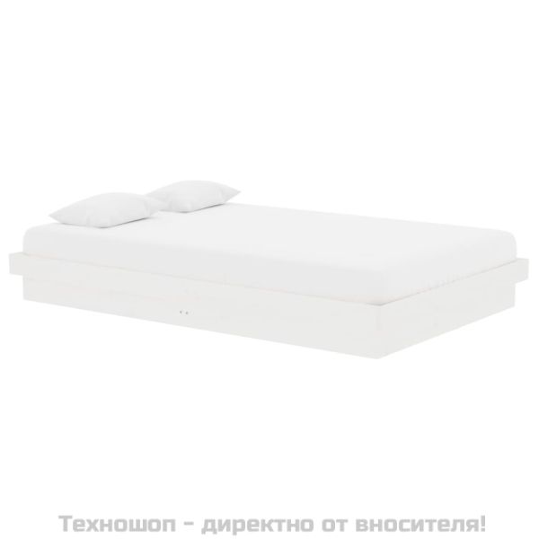 Рамка за легло, бяла, дърво масив, 120x190 см, Small Double