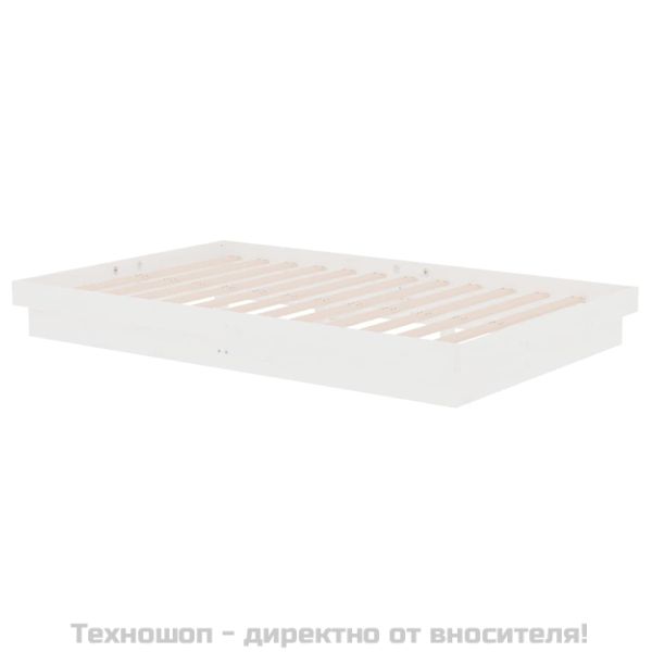 Рамка за легло, бяла, дърво масив, 120x190 см, Small Double