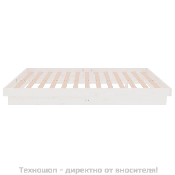 Рамка за легло, бяла, дърво масив, 120x190 см, Small Double