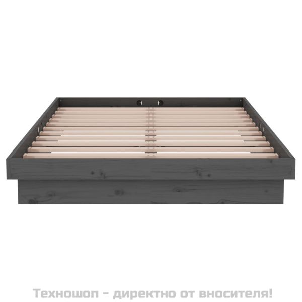 Рамка за легло, сива, бор масив, 120x190 см, Small Double