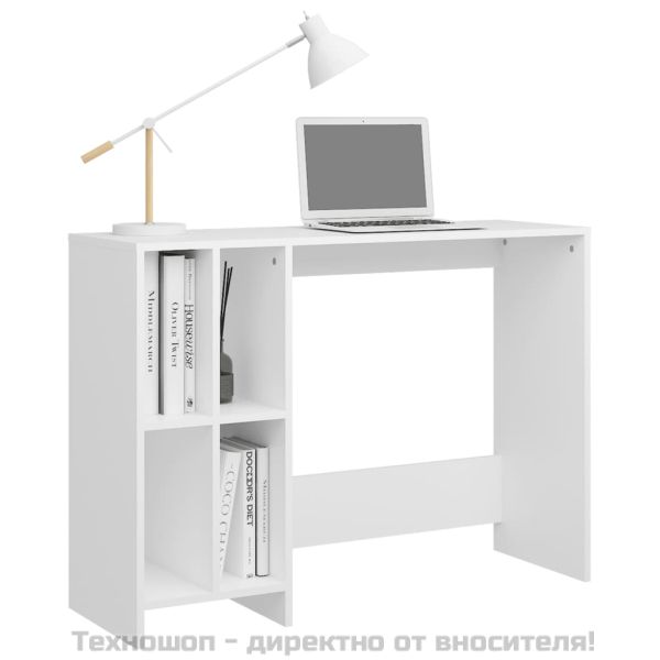 Бюро за лаптоп, бяло, 102,5x35x75 см, инженерно дърво