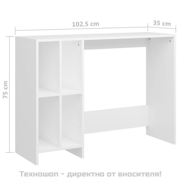 Бюро за лаптоп, бяло, 102,5x35x75 см, инженерно дърво