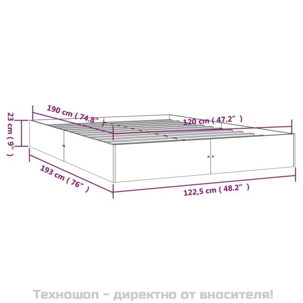 Рамка за легло, дърво масив, 120x190 см, Small Double