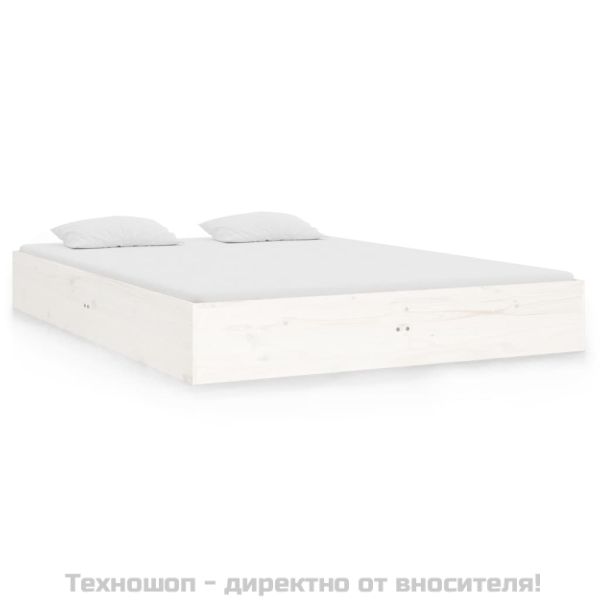 Рамка за легло, бяла, дърво масив, 120x190 см, Small Double