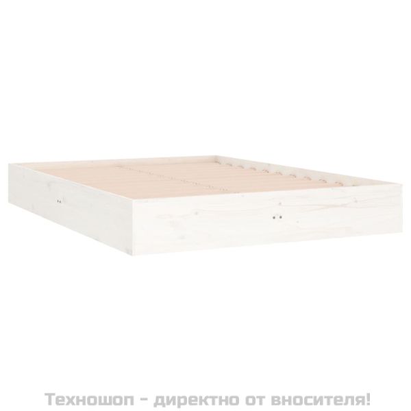 Рамка за легло, бяла, дърво масив, 120x190 см, Small Double