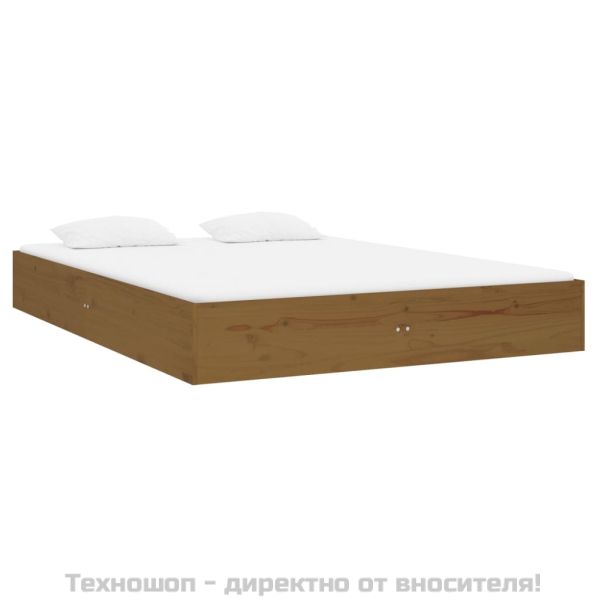 Рамка за легло меденокафява дърво масив 135x190 cм Double