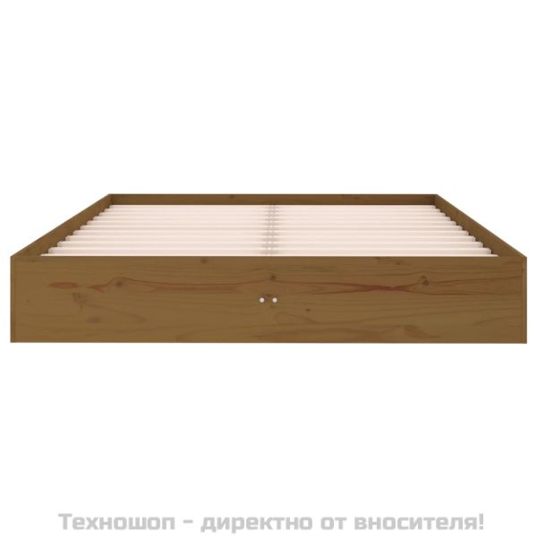 Рамка за легло меденокафява дърво масив 135x190 cм Double