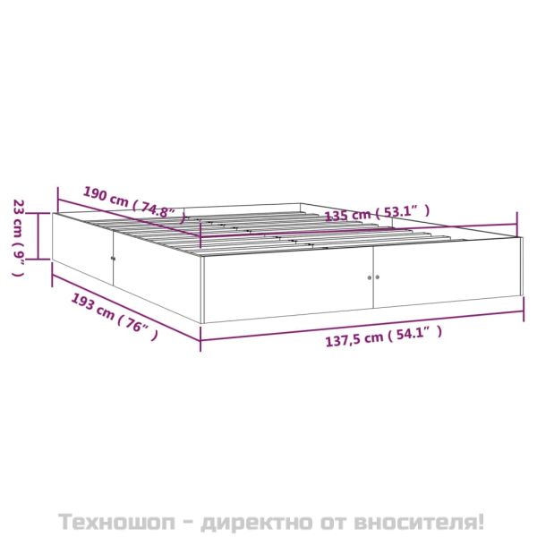 Рамка за легло меденокафява дърво масив 135x190 cм Double