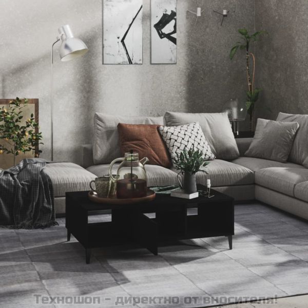 Маса за кафе, черна, 103,5x60x35 см, инженерно дърво