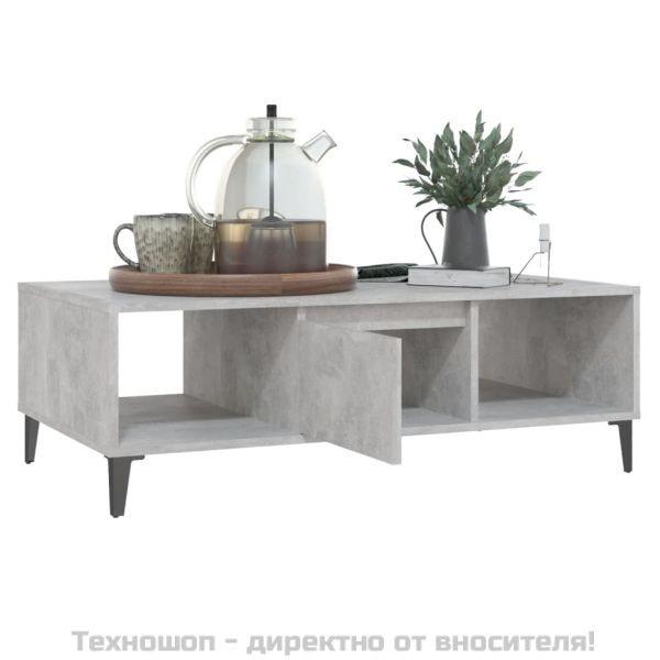 Маса за кафе, бетонно сива, 103,5x60x35 см, инженерно дърво