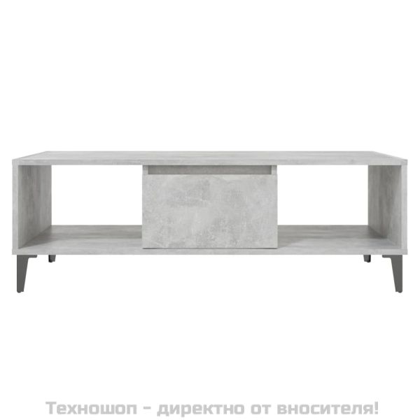 Маса за кафе, бетонно сива, 103,5x60x35 см, инженерно дърво