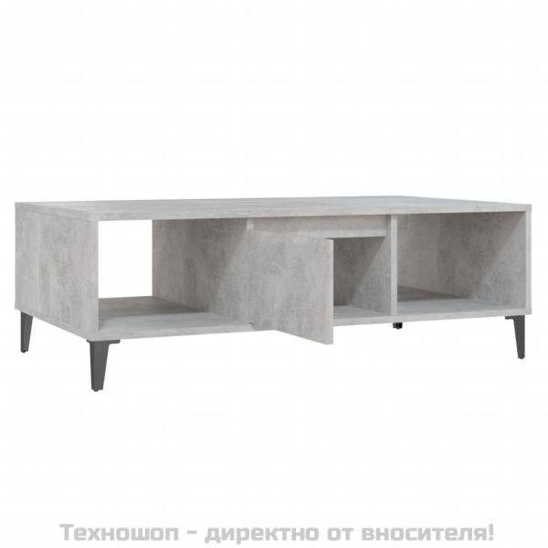 Маса за кафе, бетонно сива, 103,5x60x35 см, инженерно дърво