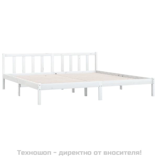 Рамка за легло, бяла, борово дърво масив, 200x200 см