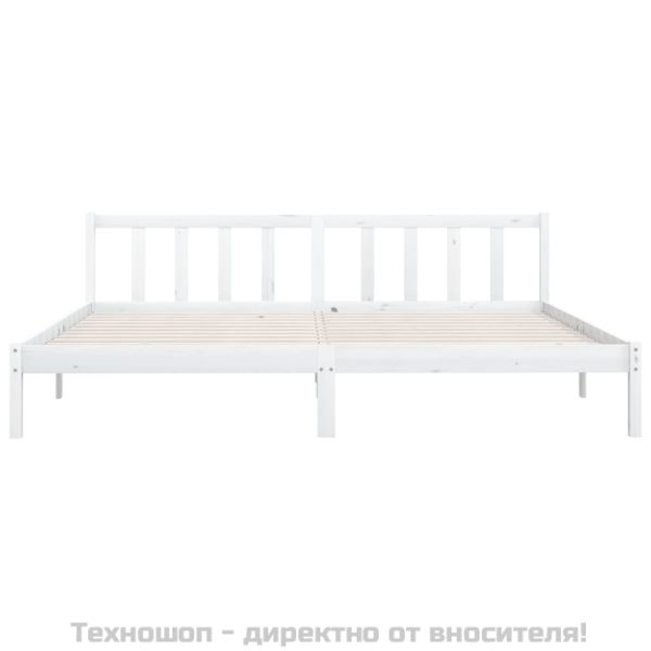 Рамка за легло, бяла, борово дърво масив, 200x200 см