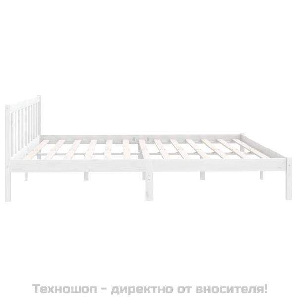 Рамка за легло, бяла, борово дърво масив, 200x200 см