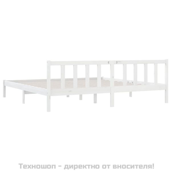 Рамка за легло, бяла, борово дърво масив, 200x200 см