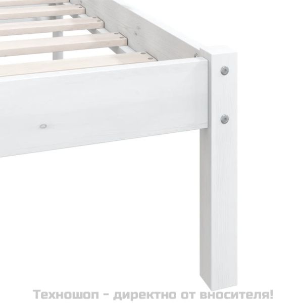 Рамка за легло, бяла, борово дърво масив, 200x200 см