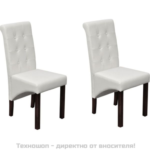 Трапезни столове, 2 бр, бели, изкуствена кожа