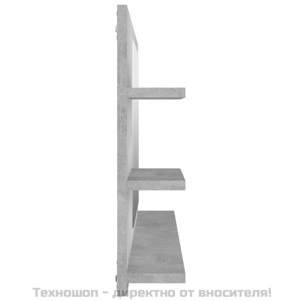 Огледало за баня, бетонно сиво, 90x10,5x45 см, инженерно дърво