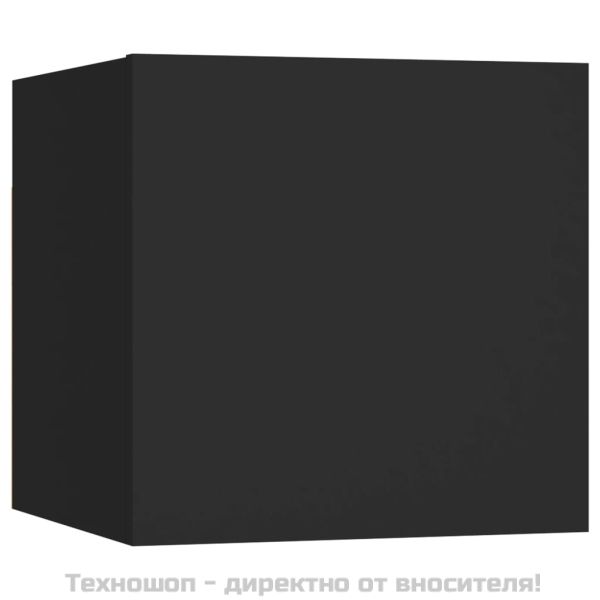 ТВ шкаф за стенен монтаж, черен, 30,5x30x30 см