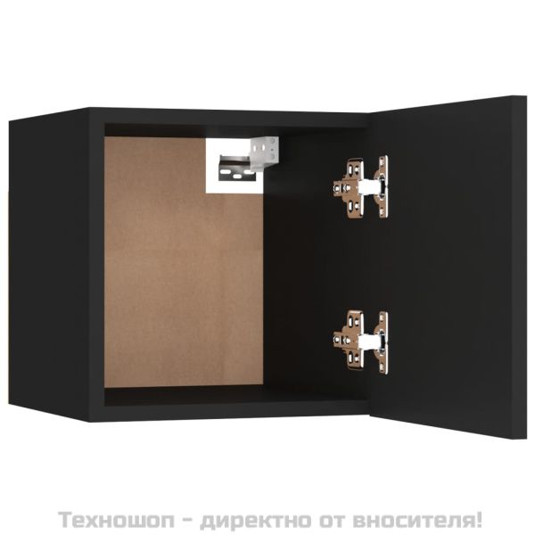 ТВ шкаф за стенен монтаж, черен, 30,5x30x30 см