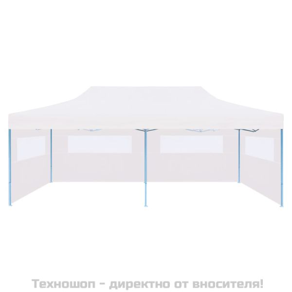Сгъваема парти шатра със странични стени, 3x6 м, стомана, бяла