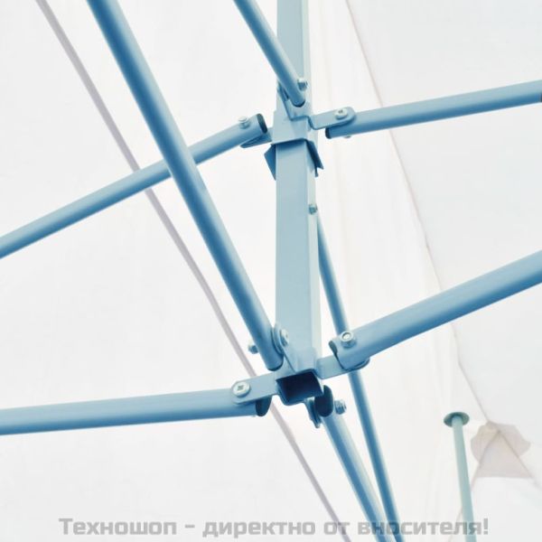 Сгъваема парти шатра със странични стени, 3x6 м, стомана, бяла