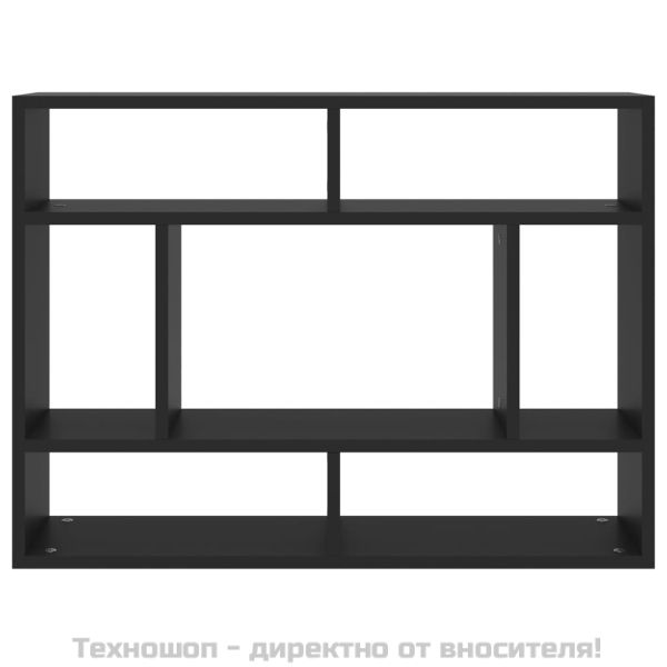 Стенен рафт, черен, 75x16x55 см, инженерно дърво