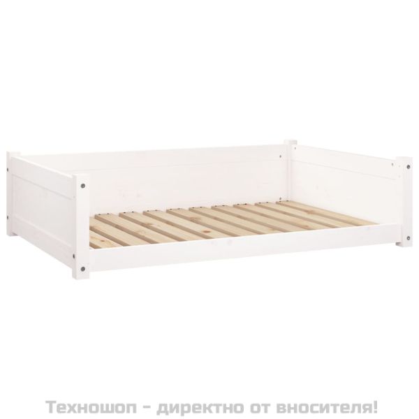 Кучешко легло, бяло, 105,5x75,5x28 см, борова дървесина масив