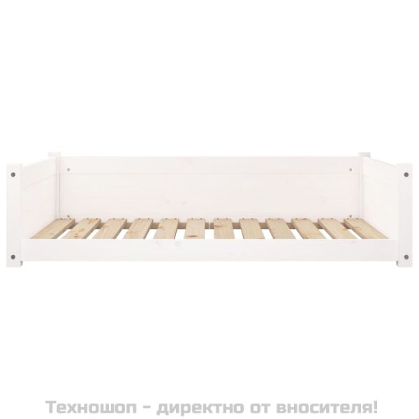 Кучешко легло, бяло, 105,5x75,5x28 см, борова дървесина масив