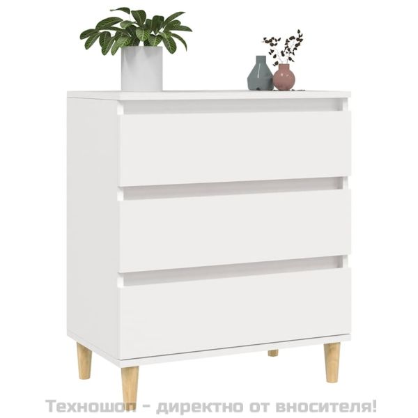 Сайдборд, бял, 60x35x70 см, инженерно дърво