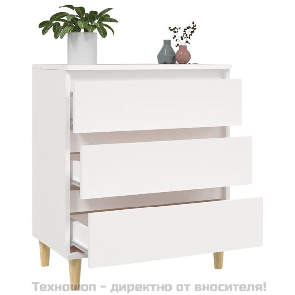 Сайдборд, бял, 60x35x70 см, инженерно дърво