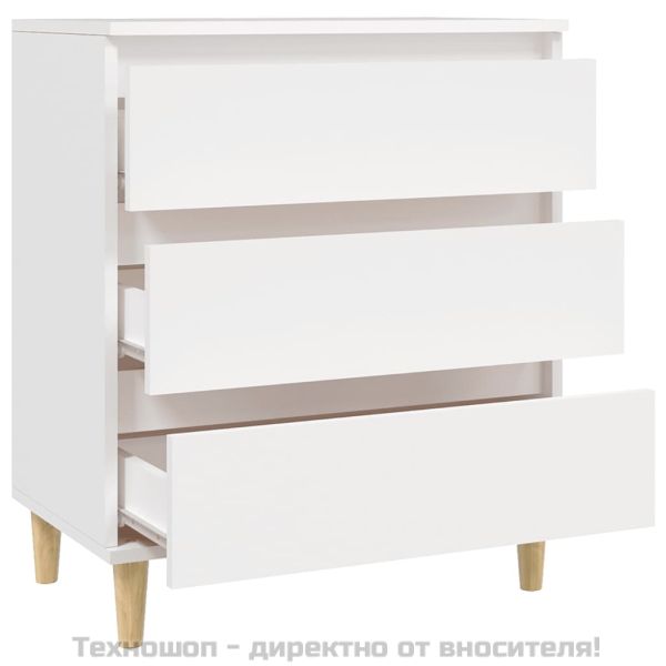 Сайдборд, бял, 60x35x70 см, инженерно дърво